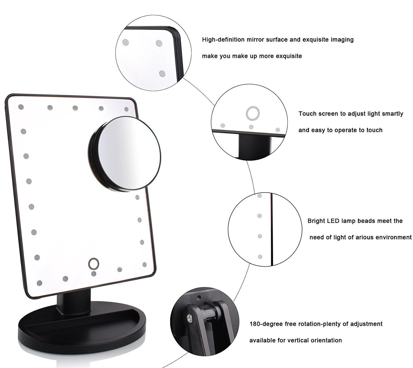 Desktop Makeup Mirror with Lamp